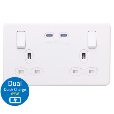 13 AMP 2G OUTBOARD SWITCHED SOCKET OUTLETS WITH DUAL USB QUICK CHARGER-USB-C (MAX.65W)