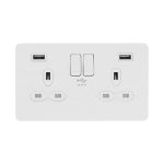 Screwless Flat Profile 2G 13A Switched Socket-SP with 4A Dual USB Charger
(Type-A/A)