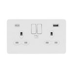 Screwless Flat Profile 2G 13A Switched Socket-SP with 4A Dual USB Charger
(Type-A/C)