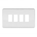 Screwless Flat Grid Front Plates - Polished Chrome