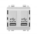 Dual USB Charger Module - Molded white